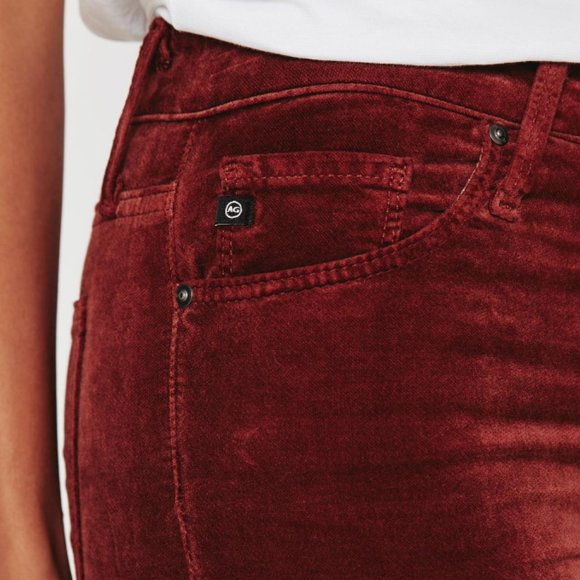AG Velour Pants Skinny High Rise Velvet The Farrah Maroon/Merlot SZ 28 LIKE NEW! - Picture 2 of 16